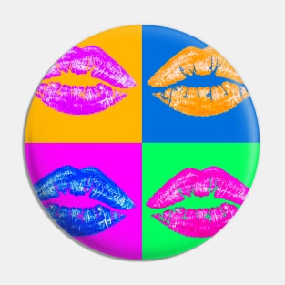 LIPS ON COLOURED SQUARES Pin