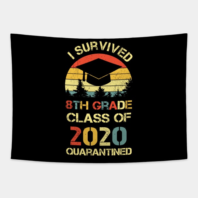 I Survived 8th Grade Funny Quarantine Graduation Tapestry by Felix Rivera