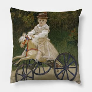 Jean Monet on His Hobby Horse by Claude Monet Pillow