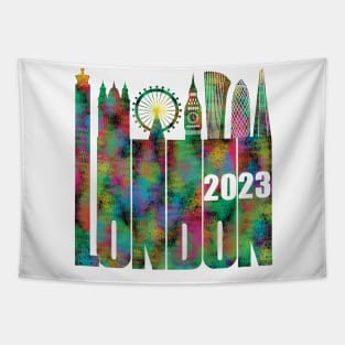 London Skyline 2023 - Neon Atomic Bubbles Tapestry