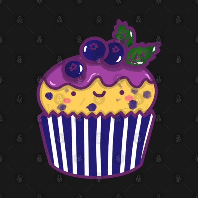 Kawaii Blueberry cupcake sticker doodle design sticker by Marie.c.doodles