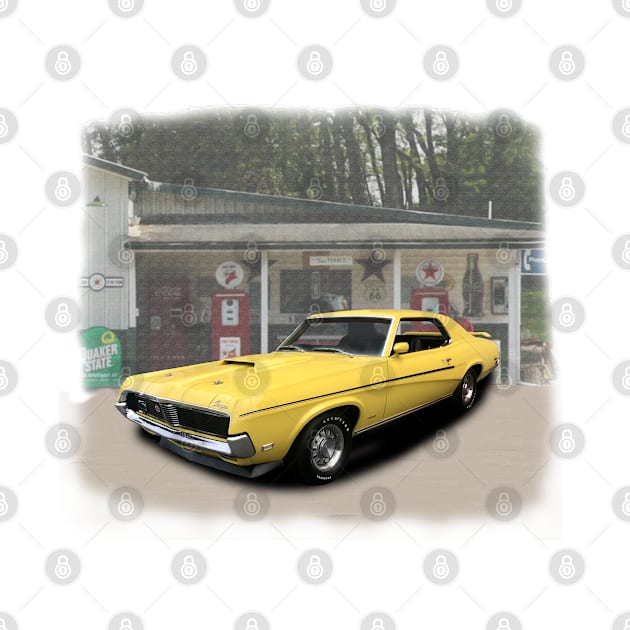 1969 Cougar Eliminator in our filling station series on front and back by Permages LLC