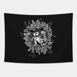 tiger + flower (grayscale) Tapestry