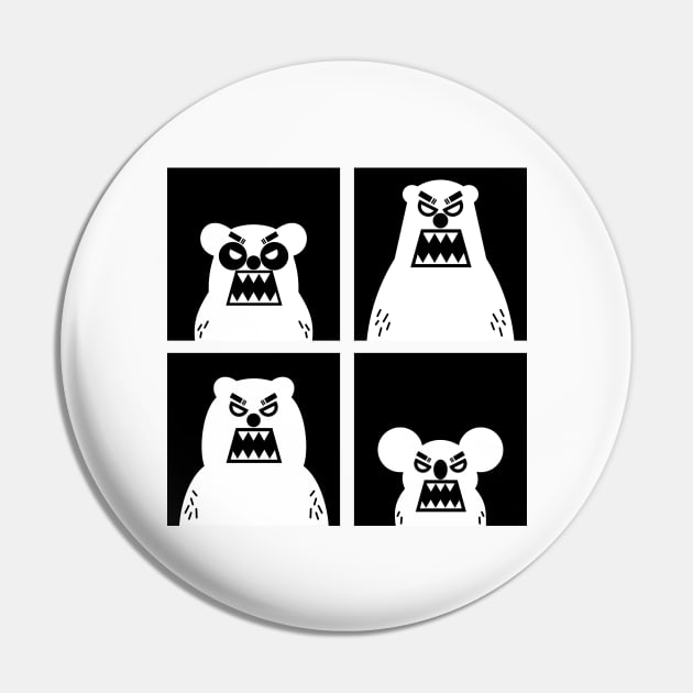 4 Angry Bears Pin by Johnitees