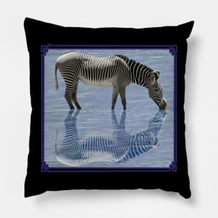 Zebra - Reflection - Zebras - Wildlife Africa Pillow