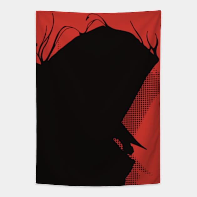 The Eminence in Shadow | Dope Black Silhouette of Shadow-sama in Red Background Color Tapestry by Animangapoi