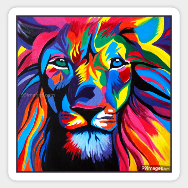 The Lion Color Face Coloring Lion Face Sticker Teepublic