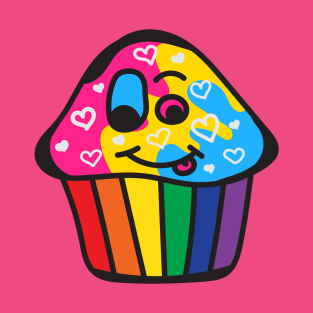 Panromantic Pride Rainbow Cupcake T-Shirt