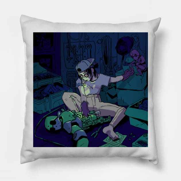 The Mechanic Again Pillow by Vanessnessss