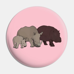 Hippopotamus and Rhinos Pin