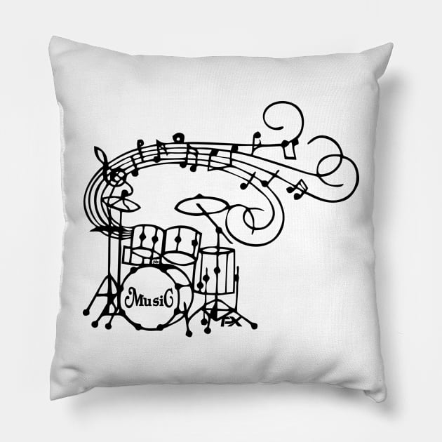 BATERIA CON NOTAS 4 Pillow by Pues X Sublimaciones/Nelson Bayardo