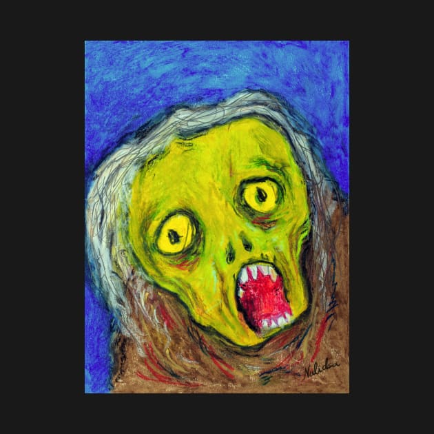 Hand drawn of a Halloween ghoul ghost screaming and terrified by fear. by Nalidsa