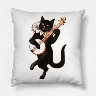 Vintage Cat Playing Banjo Pillow