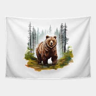 Watercolor Grizzly Bear Tapestry