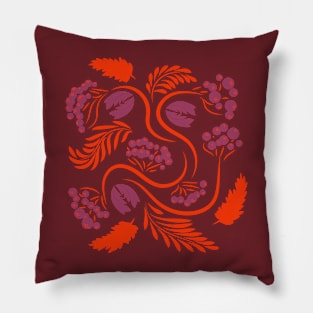 Folk flowers floral art print Flowers abstract art Pillow