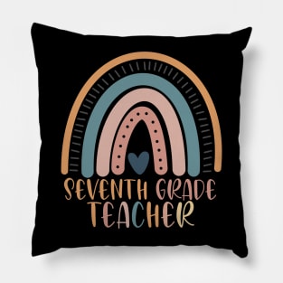 Boho Rainbow Seventh Grade Teacher Kinder Back to School Pillow