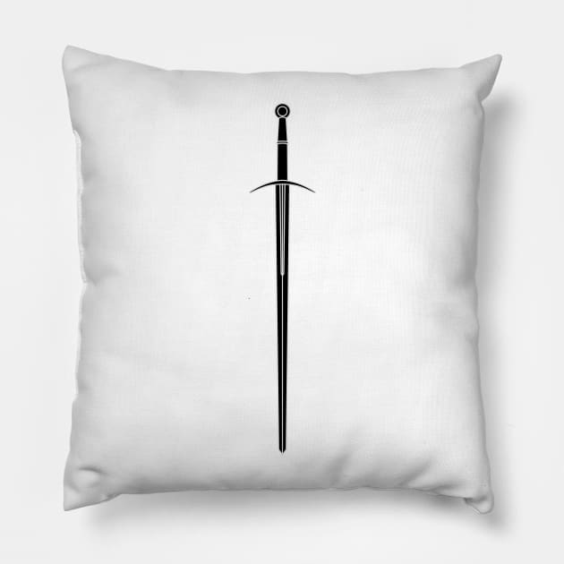 Hand and a half sword / Bastard sword (black) Pillow by PabloDeChenez