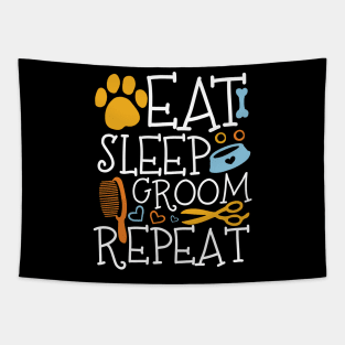 Eat Sleep Groom Repeat Tapestry
