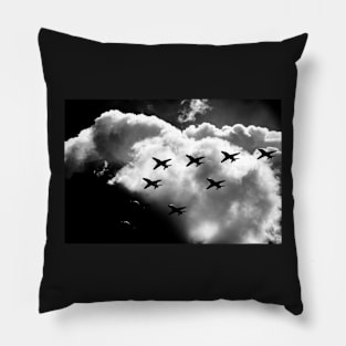 Red Arrows Display Team Black And White Pillow