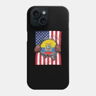 Ecuador Flag American Flag Ripped - Gift for Ecuadorian From Ecuador Phone Case