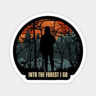 Silhouette of a man in a forest Magnet