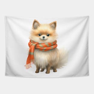 Winter dog pomeranian Tapestry