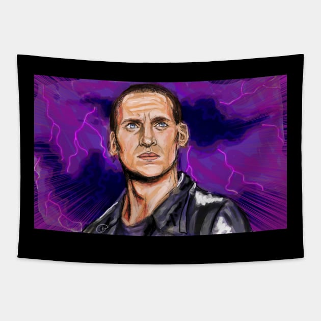 The Ninth Doctor - painting Tapestry by dangerbeforeyou