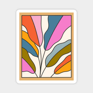 Colorful Botanical Abstract Leaves Magnet