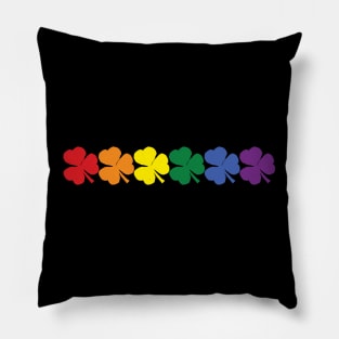 Six Pride Flag Colored Shamrocks for St Patricks Day Pillow