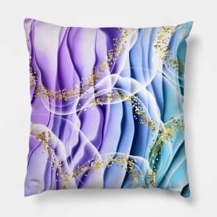 Purple Blue Teal Gold Fantasy Wave Pattern Pillow