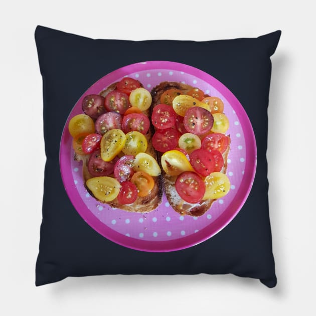 Tomato Pink Plate Pillow by ellenhenryart