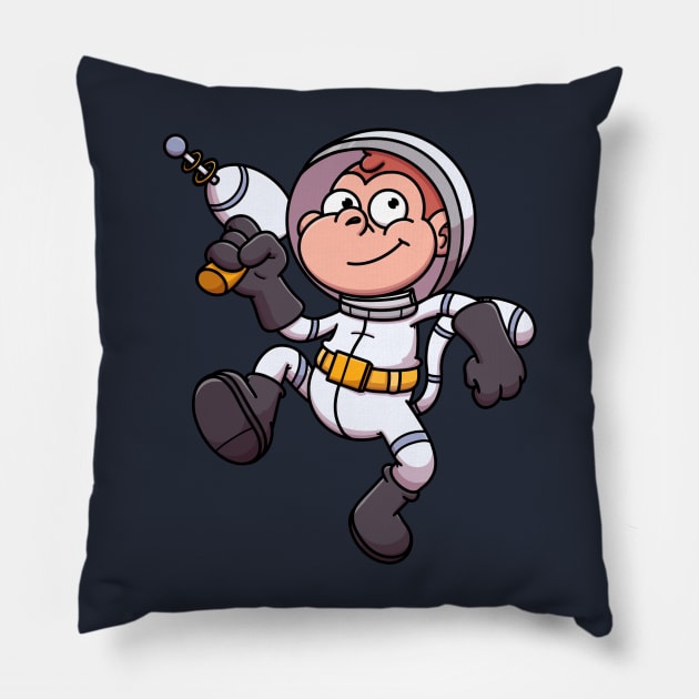 Cartoon Space Monkey Pillow by TheMaskedTooner