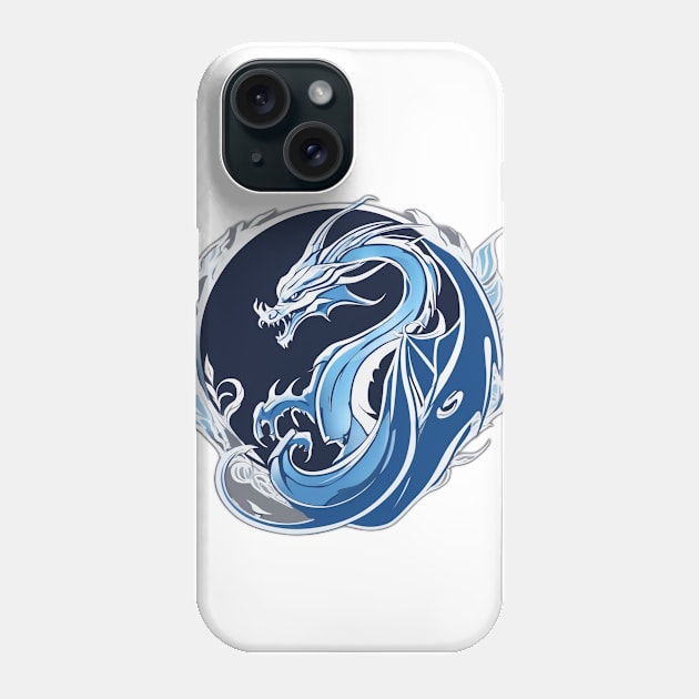 Dragon Blue Shadow Silhouette Anime Style Collection No. 452 Phone Case by cornelliusy