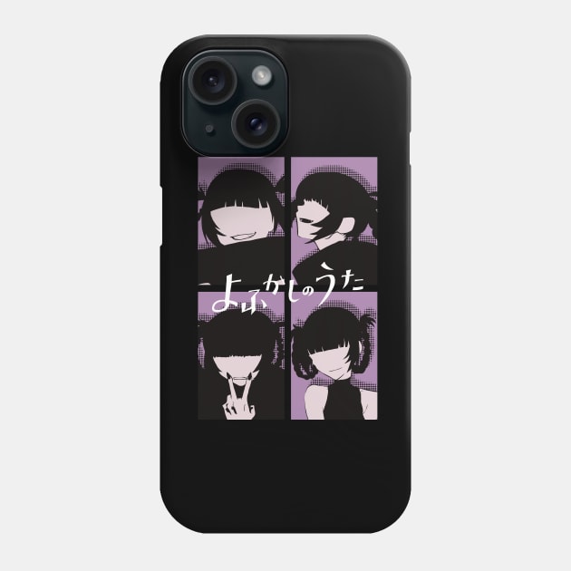 Call of the Night Anime Characters Nazuna Nanakusa Faceless in Cool 4 Panels Pop Art Style with Yofukashi no Uta Kanji or Japan Text Phone Case by Animangapoi