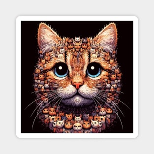 Abstract funny weird ginger cat portrait Magnet