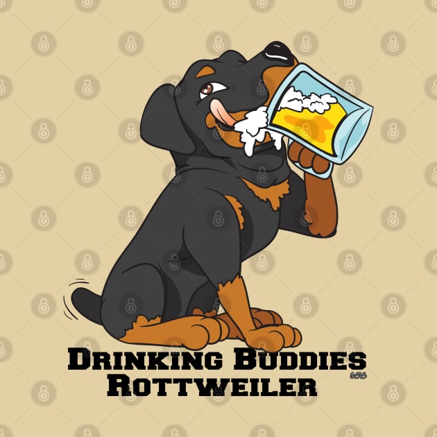 Rottweiler Dog Beer Drinking Buddies Series Cartoon by SistersRock