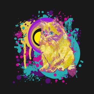 Yellow Kitten Paint Splatter T-Shirt