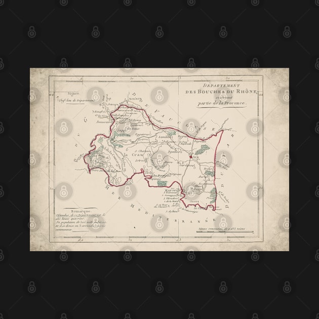 Old Map - Vintage - Department of Bouches-du-Rhône by Labonneepoque