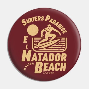 El Matador Beach Malibu Surfer Silhouette Vintage Pin