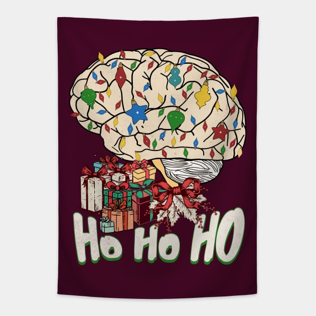 Neurology Nurse Christmas a Anatomy Brain Christmas HoHo Tapestry by alcoshirts