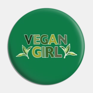 Vegan Girl  - Veganism Typography Design Pin