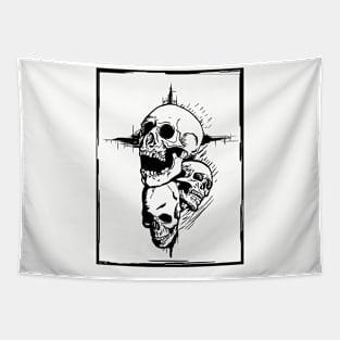 Skull Cross on White Tapestry