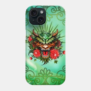 Wonderful colorful dragon head with flowers Phone Case