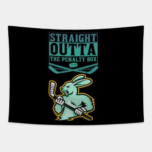 Straight outta the penalty box green Rabbit Tapestry