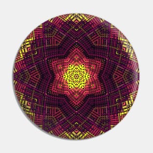 Weave Mandala Yellow Pink and Purple Pin