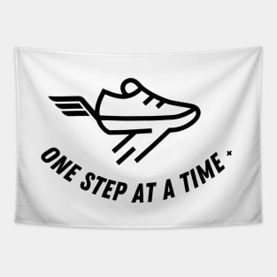 'One Step At A Time' Motivational Sports Fitness Design Tapestry