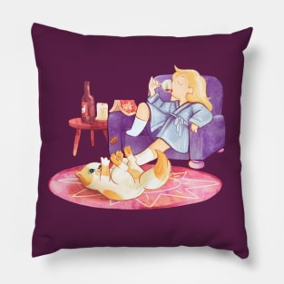 Chilling with Cake and wine, Adventure Time fan art Pillow