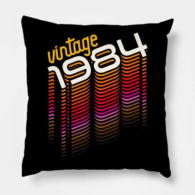 Vintage Made in 1984 ))(( Retro Birthday Year Gift Pillow by darklordpug