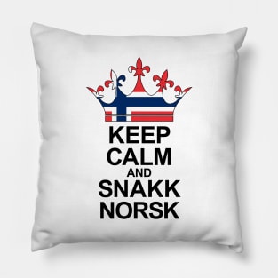 Keep Calm And Snakk Norsk Black Edition Pillow