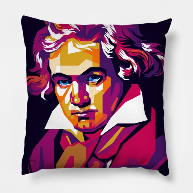 Ludwig Van Beethoven Pillow by Rekayasabumi